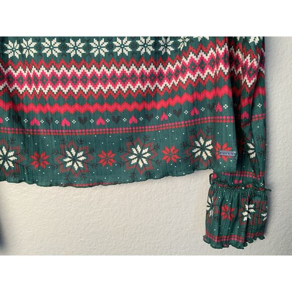 Adore Me Womens L Pajama PJ Sleepwear Christmas Snow Flakes Hearts Fair Isle NWT - Picture 10 of 10